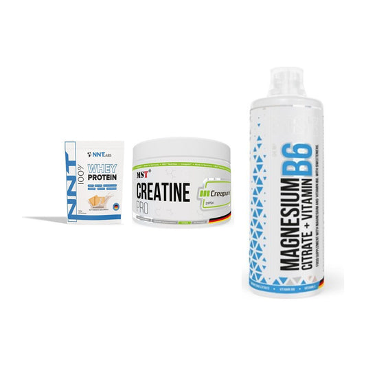 Einsteiger-Set: NNT Whey + MST Creatin Pro CREAPURE + MST Magnesium B6 – alle enthaltenen Artikel