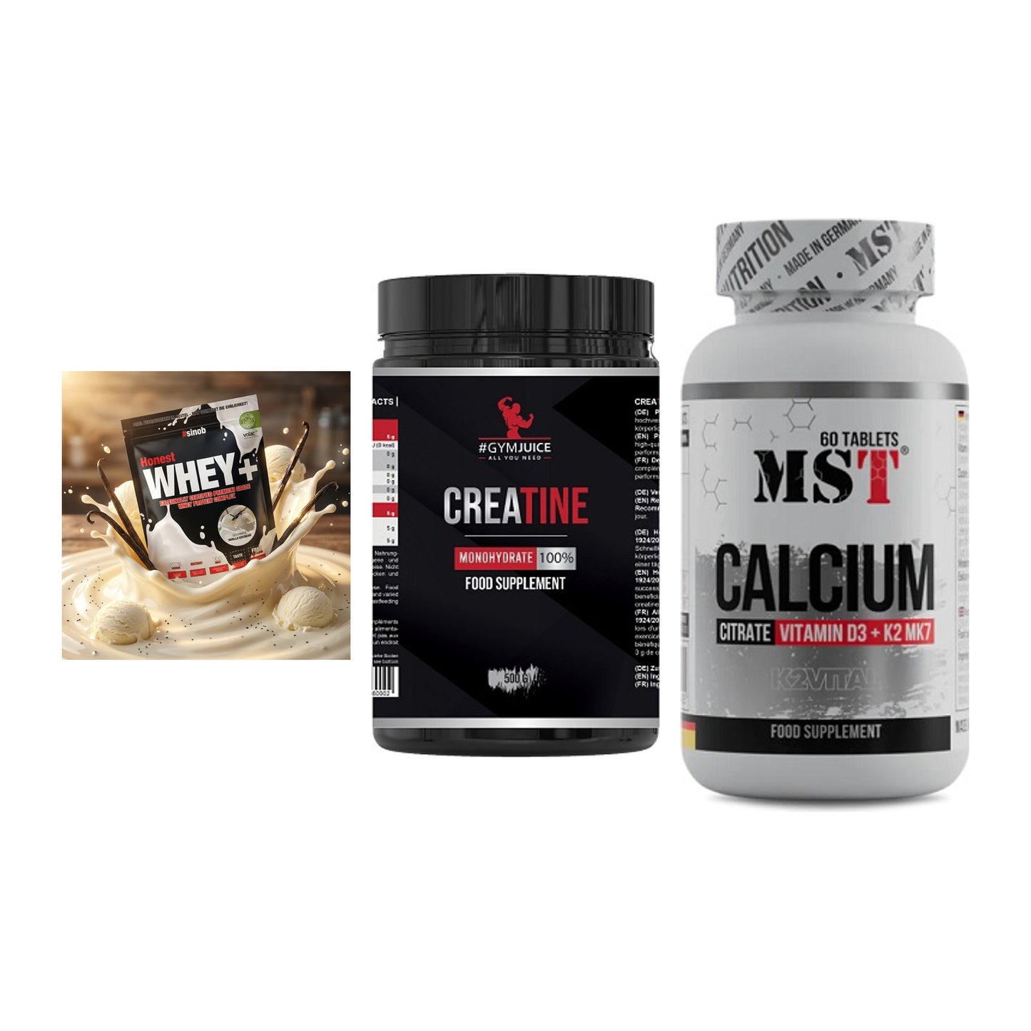 Einsteiger-Set: Sinob Honest + #GYMJUICE + MST Calcium – alle enthaltenen Artikel
