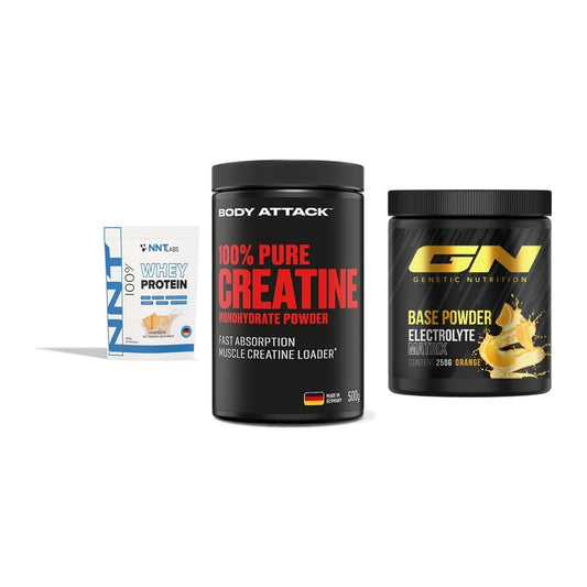 Einsteiger-Set: NNT Whey + Body Attack 100% + GN Base Powder – alle enthaltenen Artikel