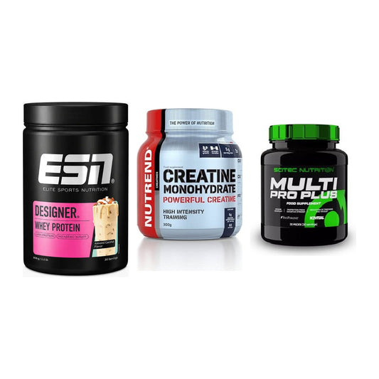 Einsteiger-Set: ESN Designer + Nutrend Creatine + Scitec Multi Pro – alle enthaltenen Artikel