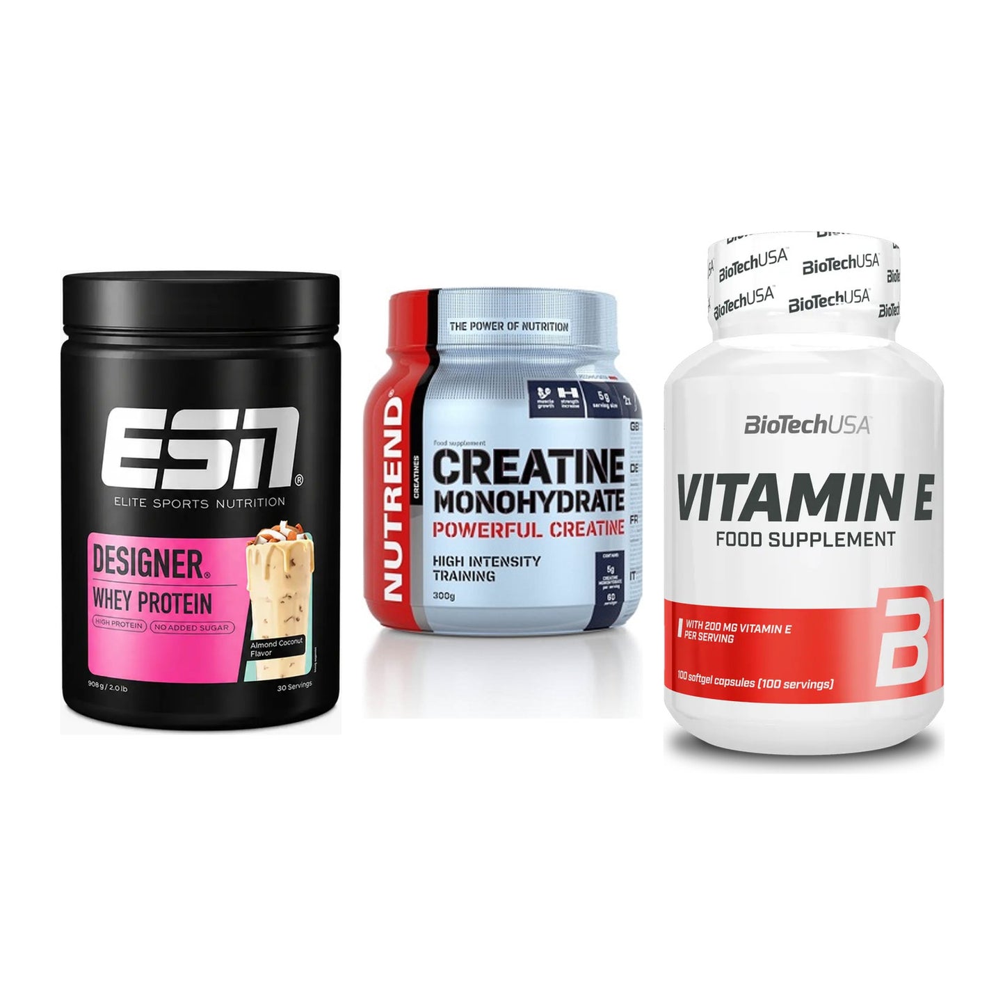 Einsteiger-Set: ESN Designer + Nutrend Creatine + BioTech Vitamin – alle enthaltenen Artikel