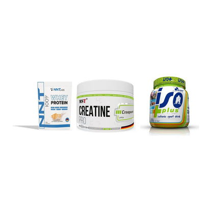 Einsteiger-Set: NNT Whey + MST Creatin Pro CREAPURE + Olimp Iso Plus – alle enthaltenen Artikel