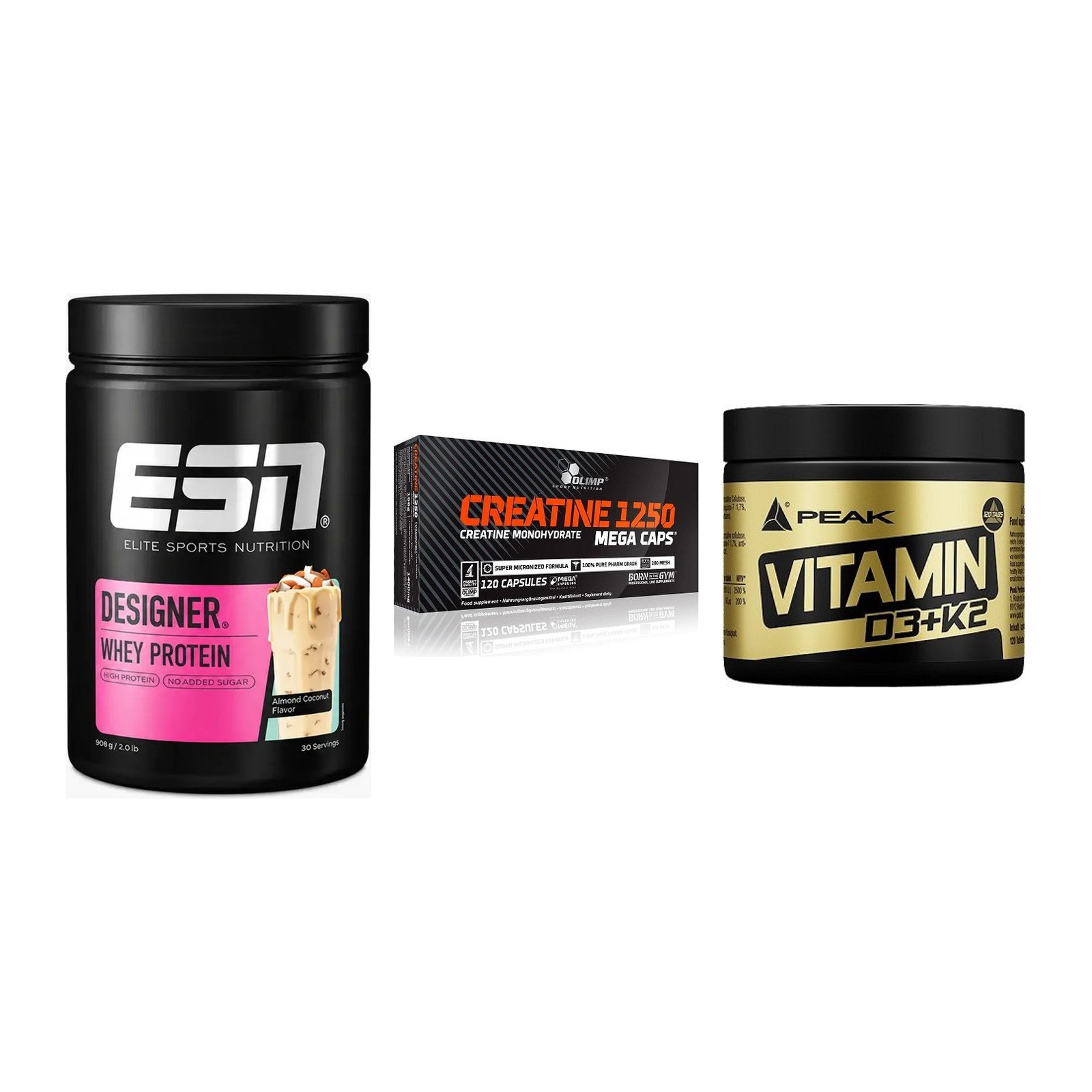 Einsteiger-Set: ESN Designer + Olimp Creatine + Peak Vitamin – alle enthaltenen Artikel