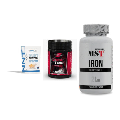 Einsteiger-Set: NNT Whey + CREASWISS + MST Iron Bisglyc – alle enthaltenen Artikel