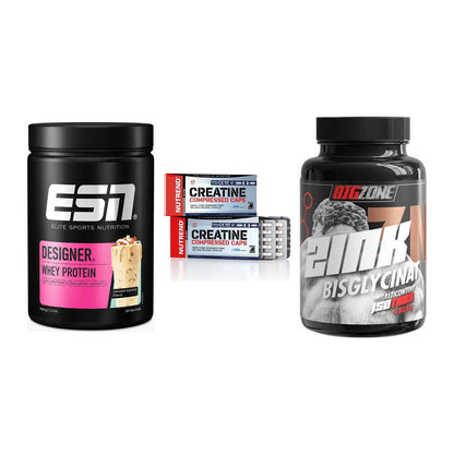 Einsteiger-Set: ESN Designer + Nutrend Creatine + Big Zone Zink – alle enthaltenen Artikel