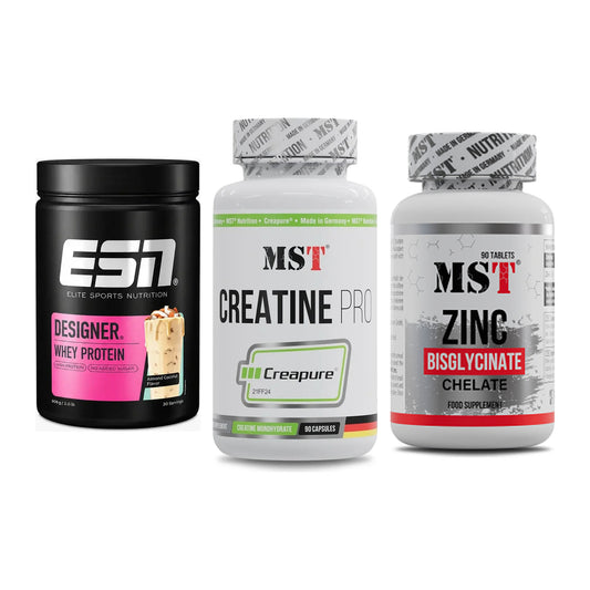 Einsteiger-Set: ESN Designer + MST Creatine Pro + MST Zinc Chelate – alle enthaltenen Artikel