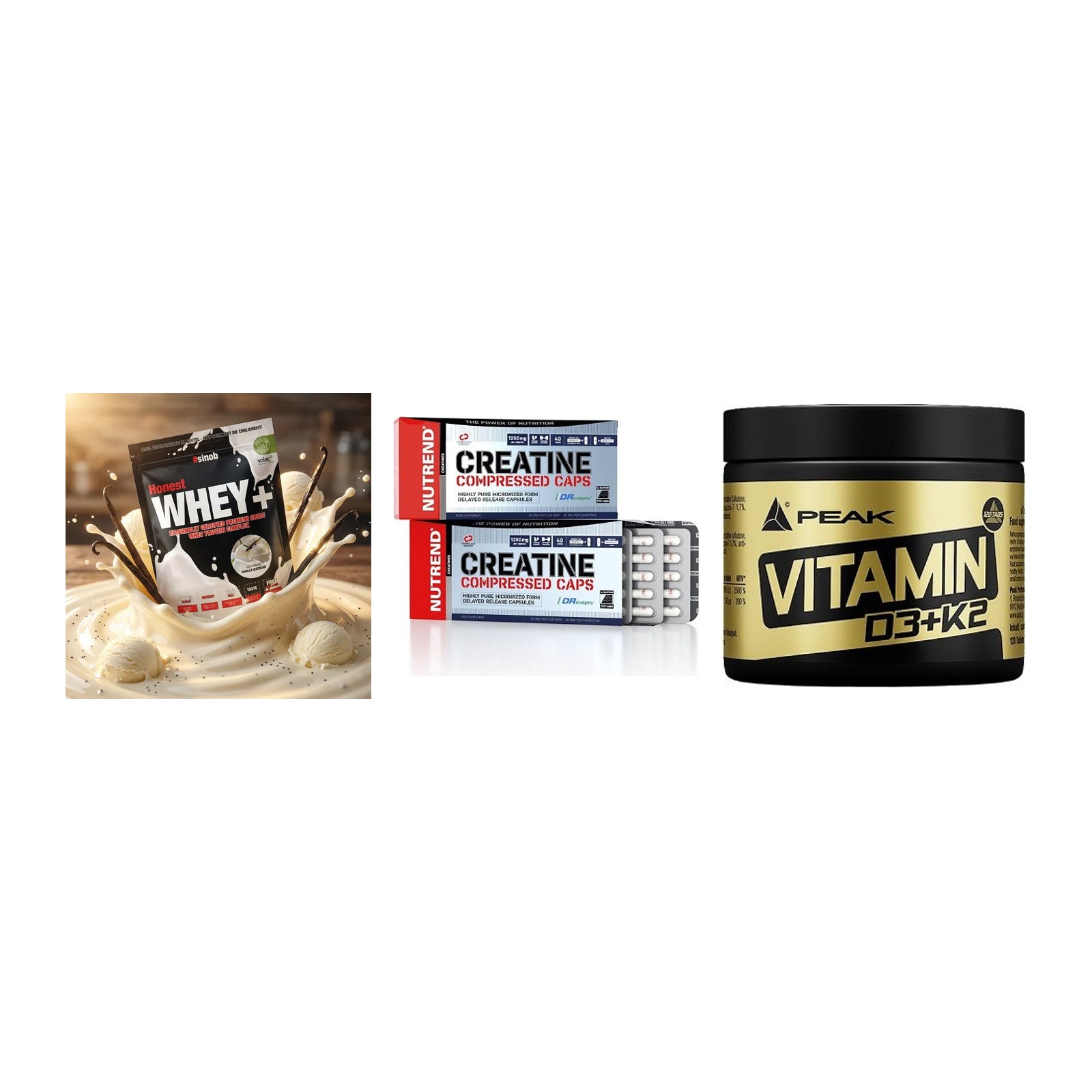 Einsteiger-Set: Sinob Honest + Nutrend Creatine + Peak Vitamin – alle enthaltenen Artikel