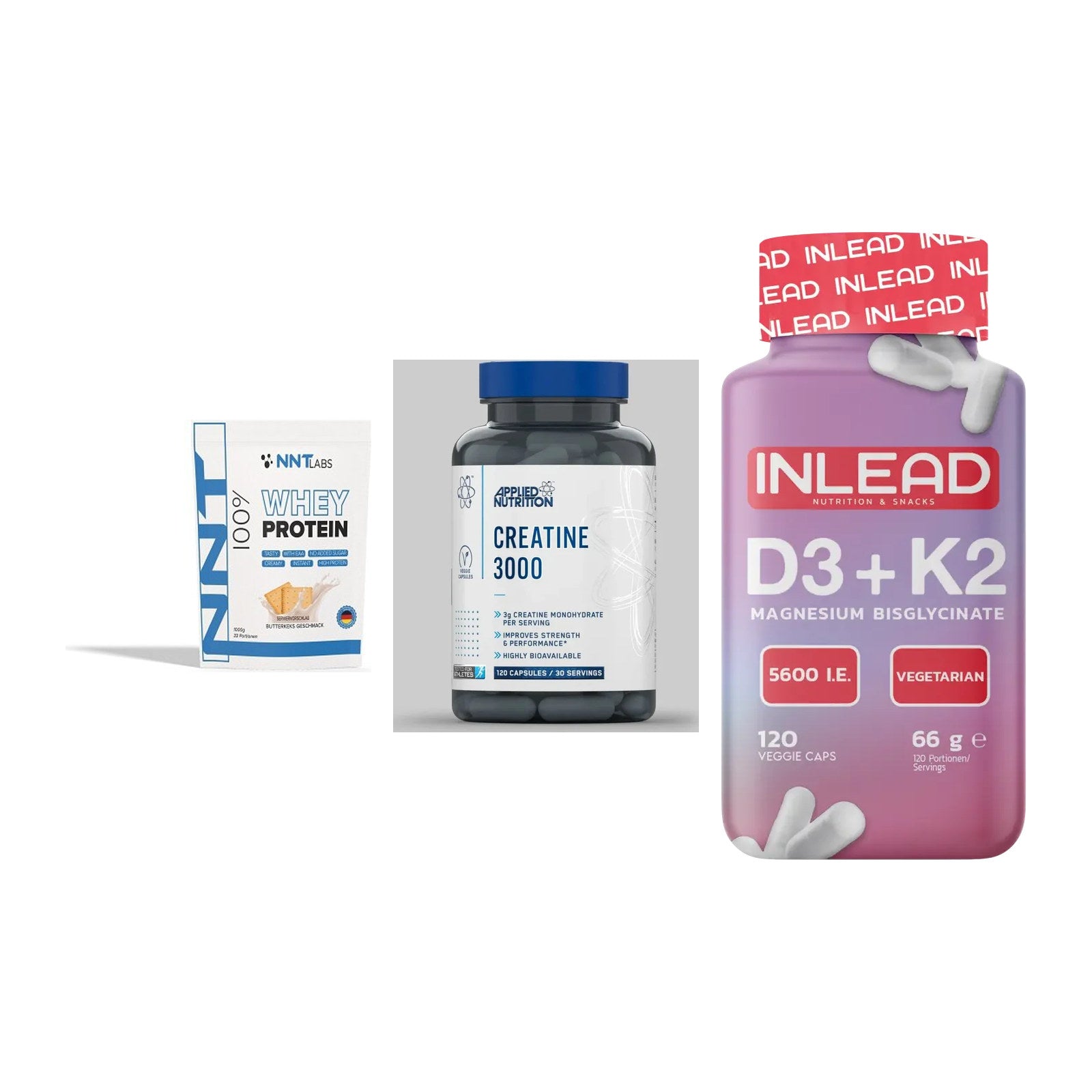 Einsteiger-Set: NNT Whey + Applied Nutritio + INLEAD Vitamin – alle enthaltenen Artikel