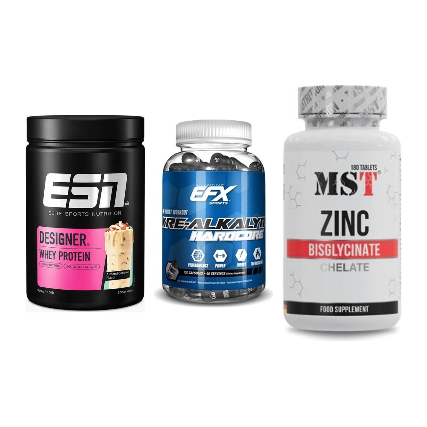 Einsteiger-Set: ESN Designer + EFX Kre-Alkalyn + MST Zinc Chelate – alle enthaltenen Artikel