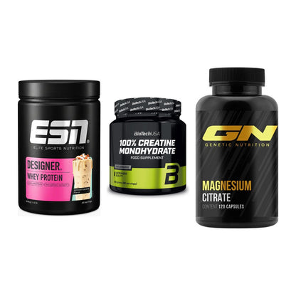 Einsteiger-Set: ESN Designer + BioTech Creatine + GN Magnesium – alle enthaltenen Artikel