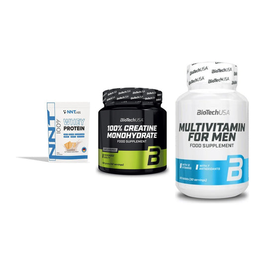 Einsteiger-Set: NNT Whey + BioTech Creatine + BioTech Multivit – alle enthaltenen Artikel