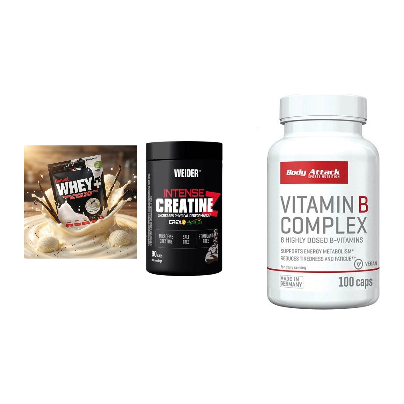 Einsteiger-Set: Sinob Honest + Weider Intense + Body Attack – alle enthaltenen Artikel