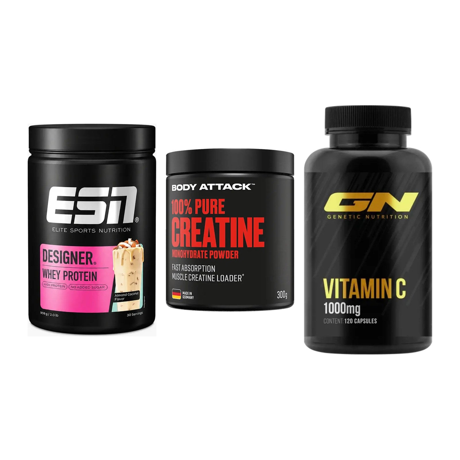 Einsteiger-Set: ESN Designer + Body Attack 100% + GN Vitamin C – alle enthaltenen Artikel