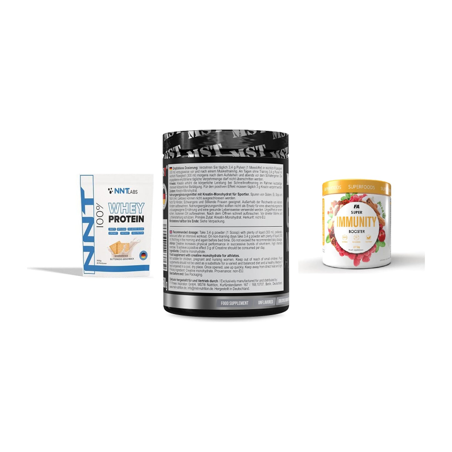 Einsteiger-Set: NNT Whey + MST Creatin + FA Nutrition – alle enthaltenen Artikel