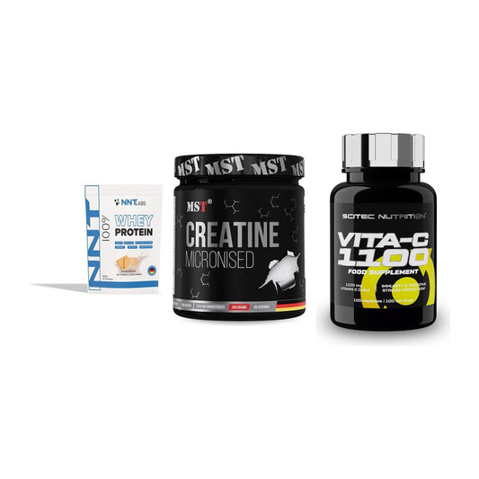 Einsteiger-Set: NNT Whey + MST Creatin + Scitec Vitamin C – alle enthaltenen Artikel