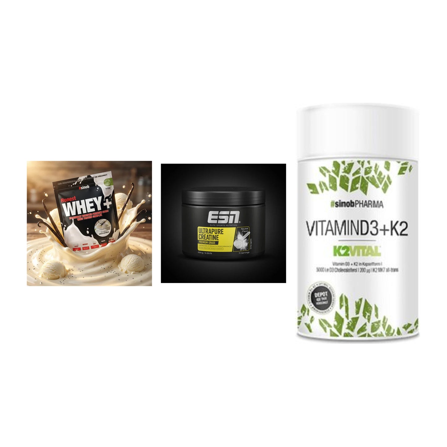 Einsteiger-Set: Sinob Honest + ESN Ultrapure + Sinob Vitamin D3 – alle enthaltenen Artikel