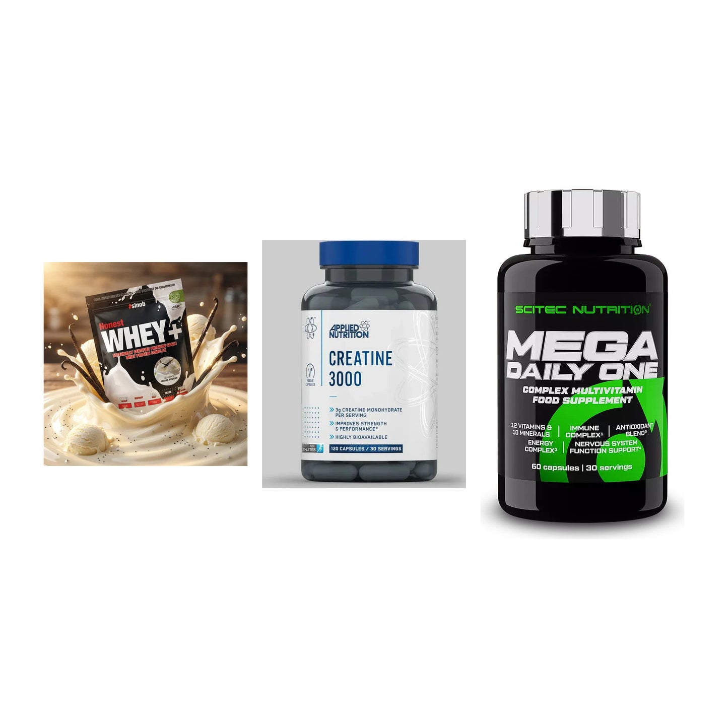 Einsteiger-Set: Sinob Honest + Applied Nutritio + Scitec Mega – alle enthaltenen Artikel