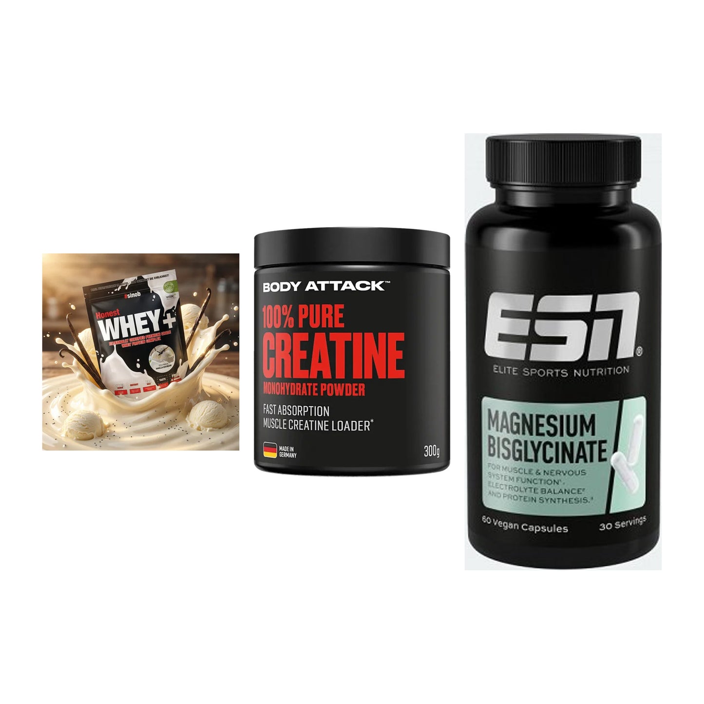 Einsteiger-Set: Sinob Honest + Body Attack 100% + ESN Magnesium – alle enthaltenen Artikel