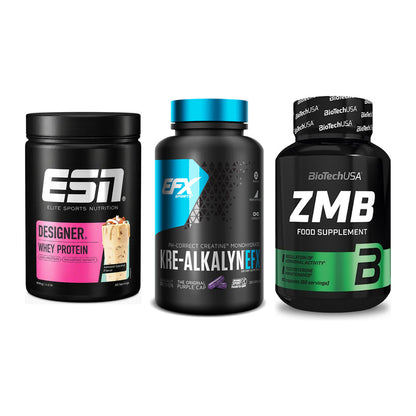 Einsteiger-Set: ESN Designer Whey + EFX Kre-Alkalyn + BioTech ZMB – alle enthaltenen Artikel