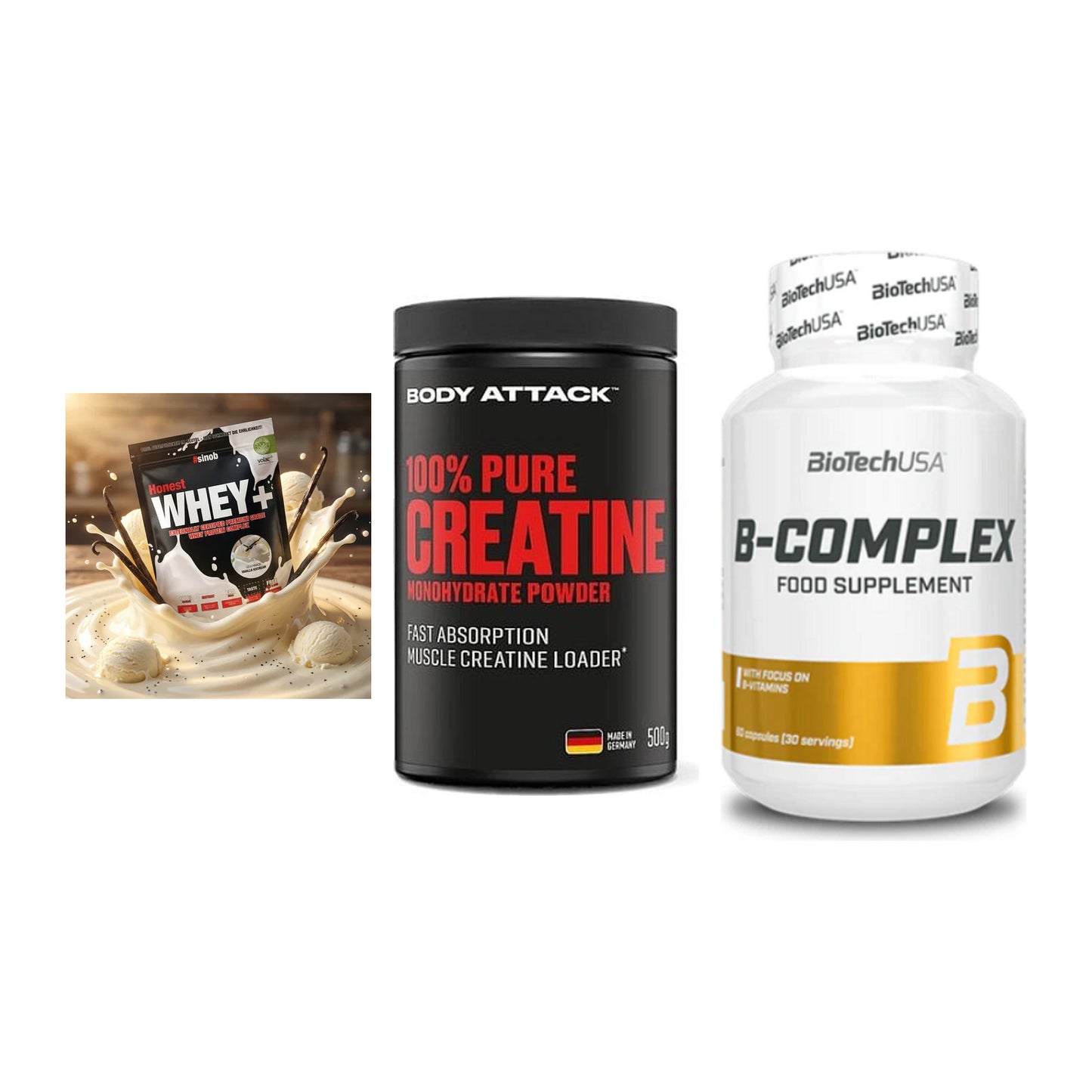 Einsteiger-Set: Sinob Honest + Body Attack 100% + BioTech B – alle enthaltenen Artikel