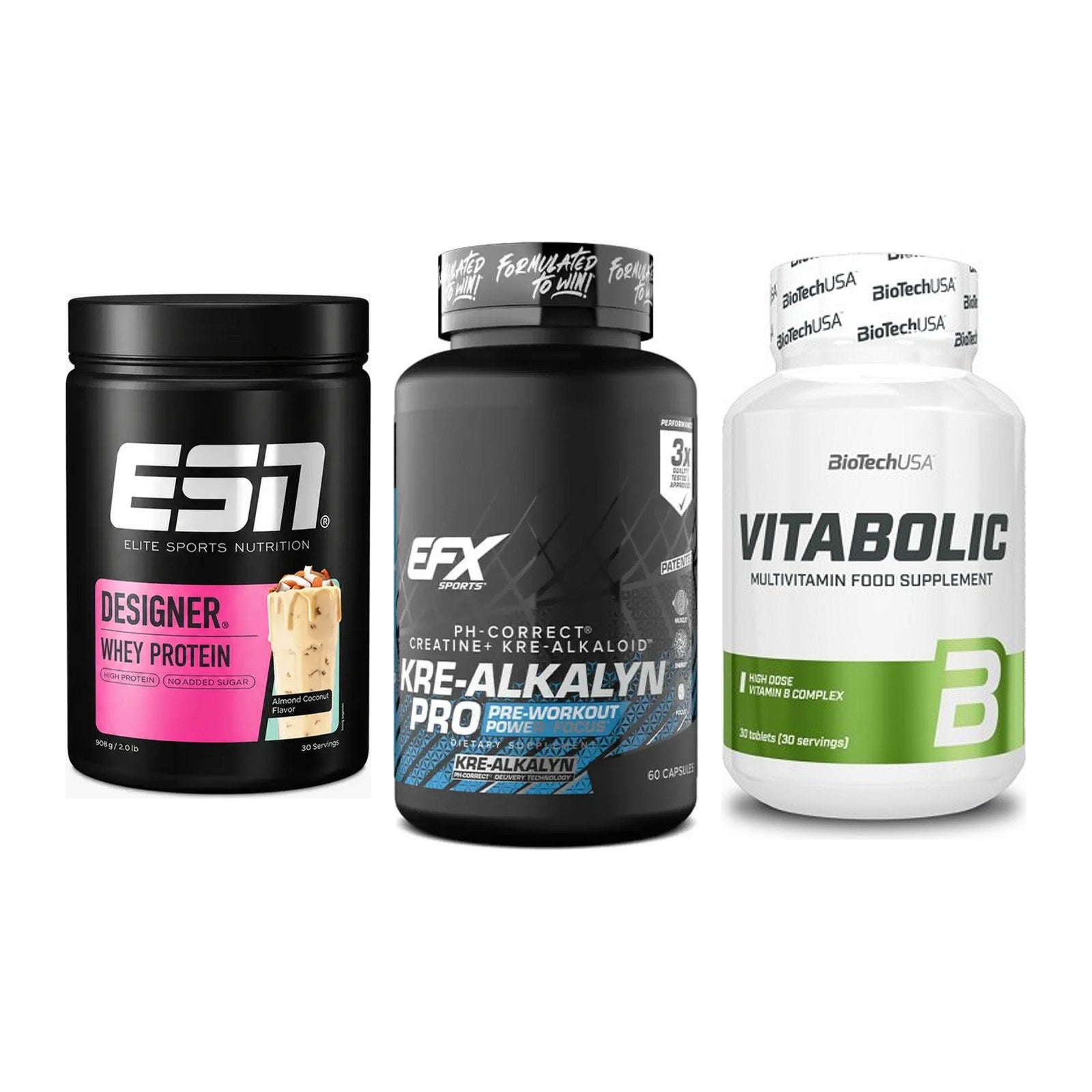 Einsteiger-Set: ESN Designer + EFX Kre-Alkalyn + BioTech Vitaboli – alle enthaltenen Artikel