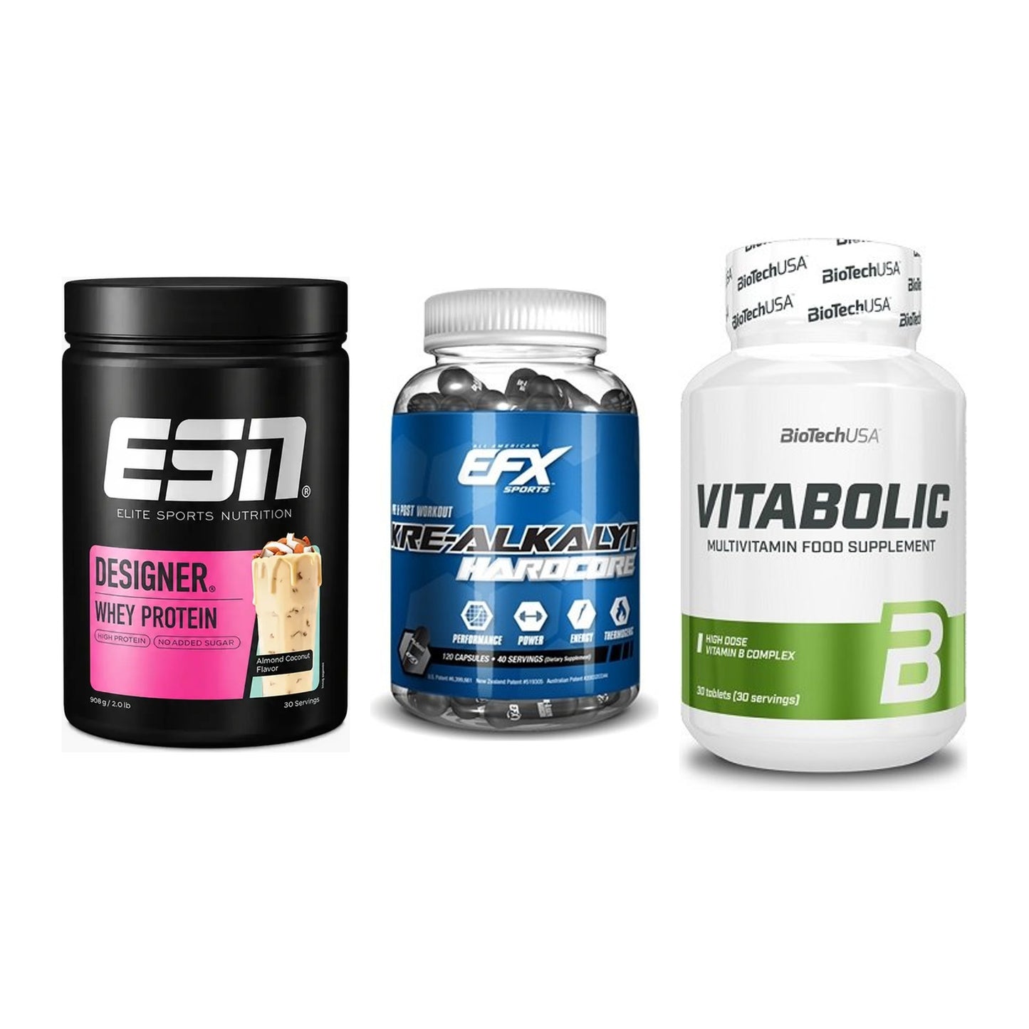 Einsteiger-Set: ESN Designer + EFX Kre-Alkalyn + BioTech Vitaboli – alle enthaltenen Artikel