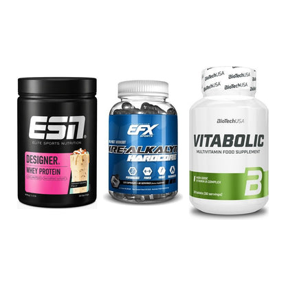 Einsteiger-Set: ESN Designer + EFX Kre-Alkalyn + BioTech Vitaboli – alle enthaltenen Artikel