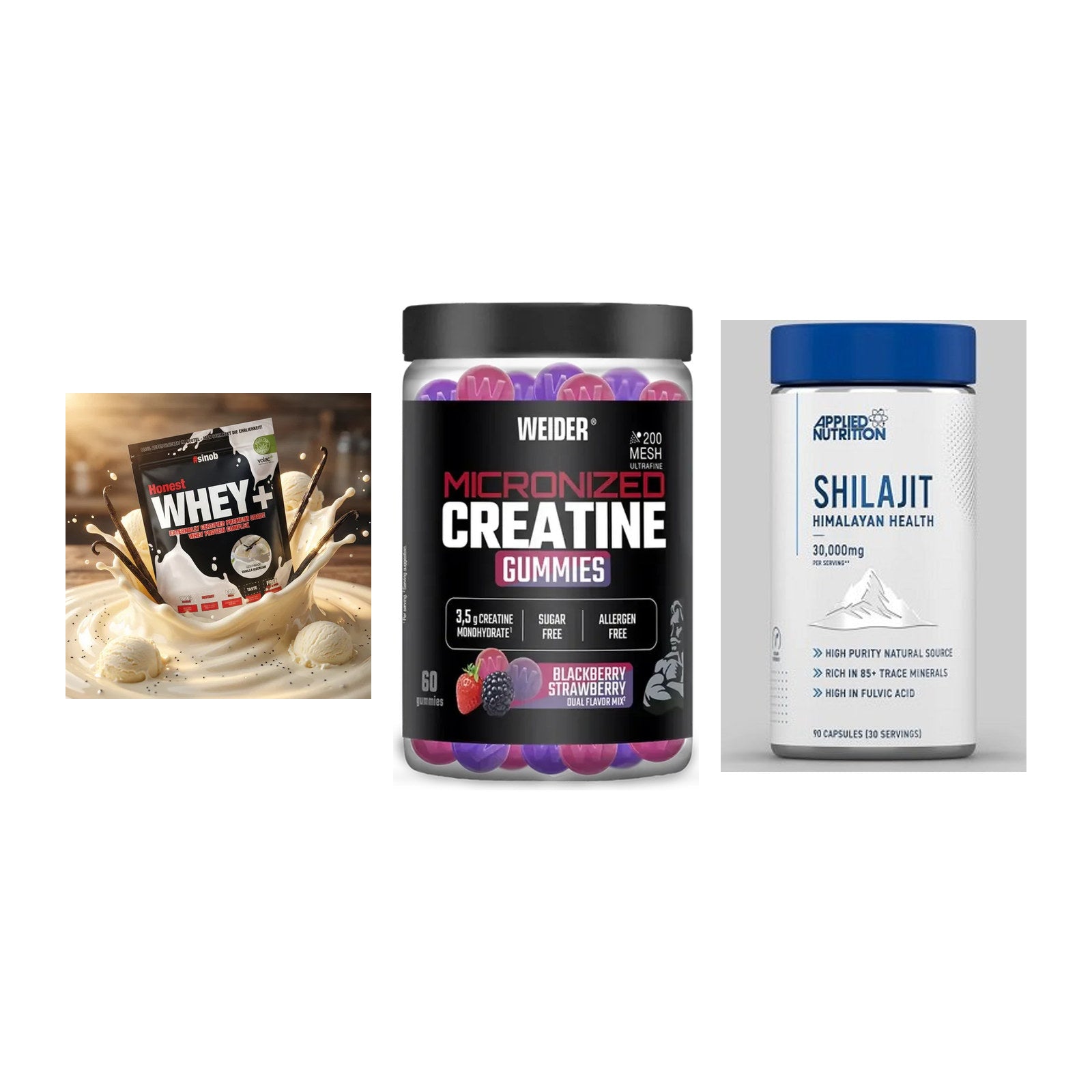 Einsteiger-Set: Sinob Honest + Weider Micronize + Applied Nutritio – alle enthaltenen Artikel