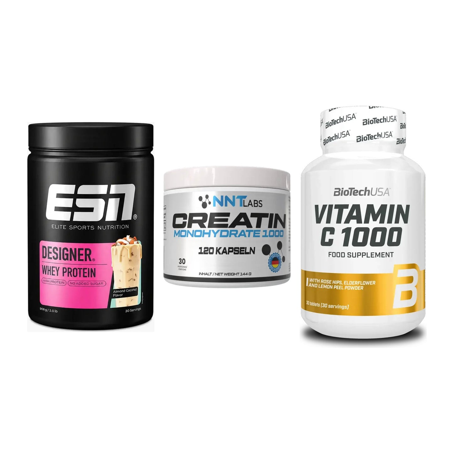 Einsteiger-Set: ESN Designer + NNT Creatin 1000 + BioTech Vitamin – alle enthaltenen Artikel