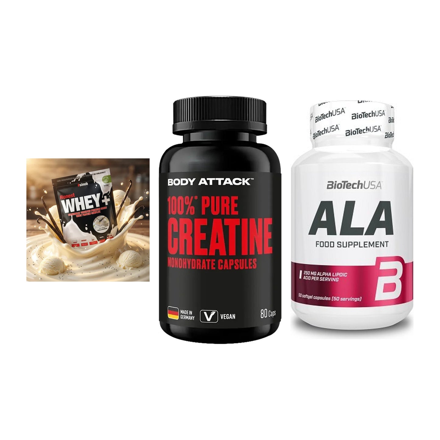 Einsteiger-Set: Sinob Honest + Body Attack 100% + BioTech ALA – alle enthaltenen Artikel