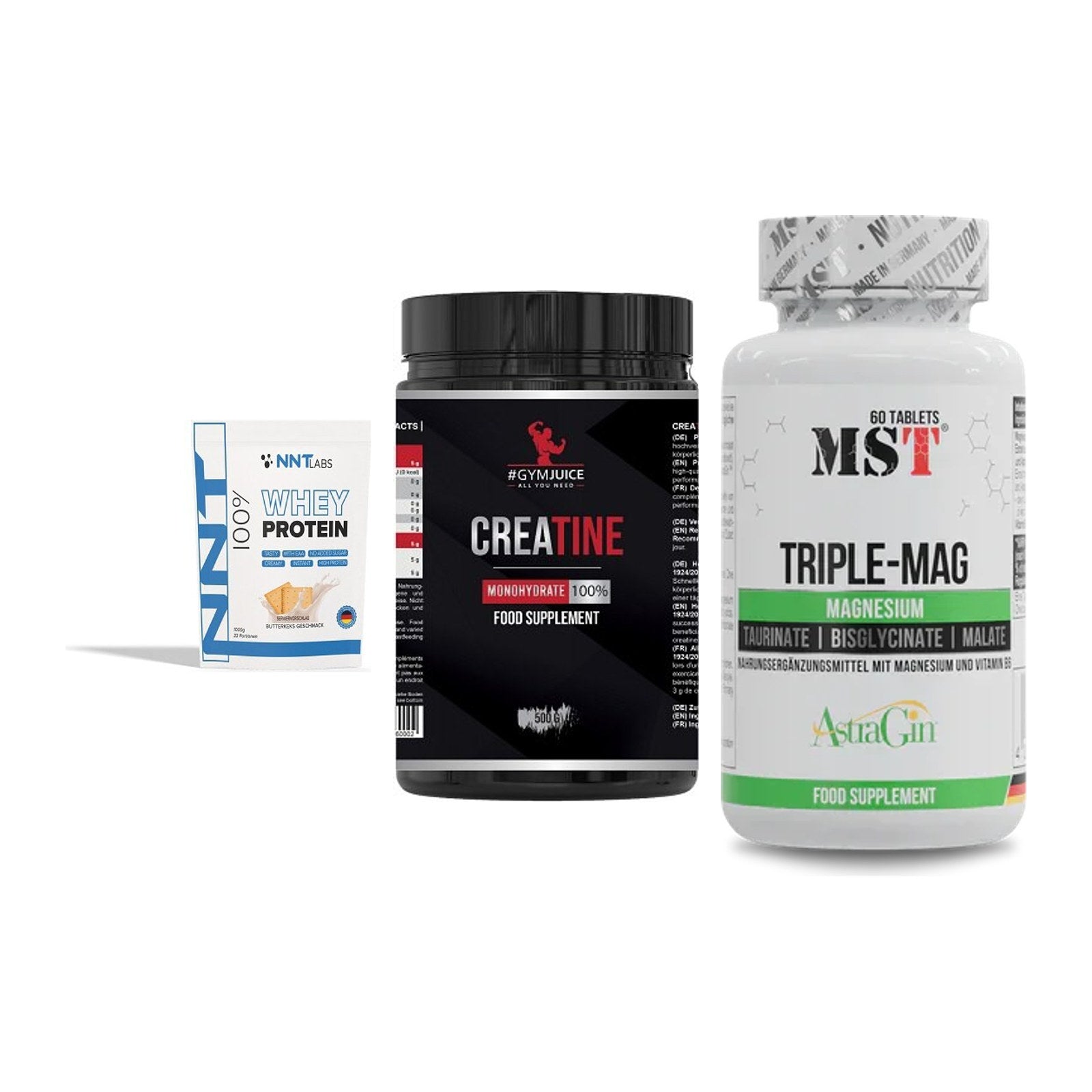 Einsteiger-Set: NNT Whey + #GYMJUICE + MST Tripple Mag – alle enthaltenen Artikel