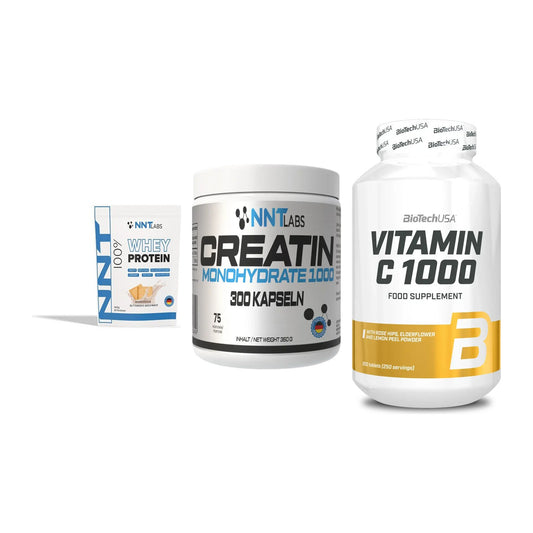 Einsteiger-Set: NNT Whey + NNT Creatin 1000 + BioTech Vitamin – alle enthaltenen Artikel