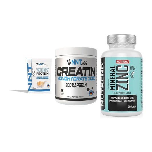 Einsteiger-Set: NNT Whey + NNT Creatin 1000 + Nutrend Zinc – alle enthaltenen Artikel