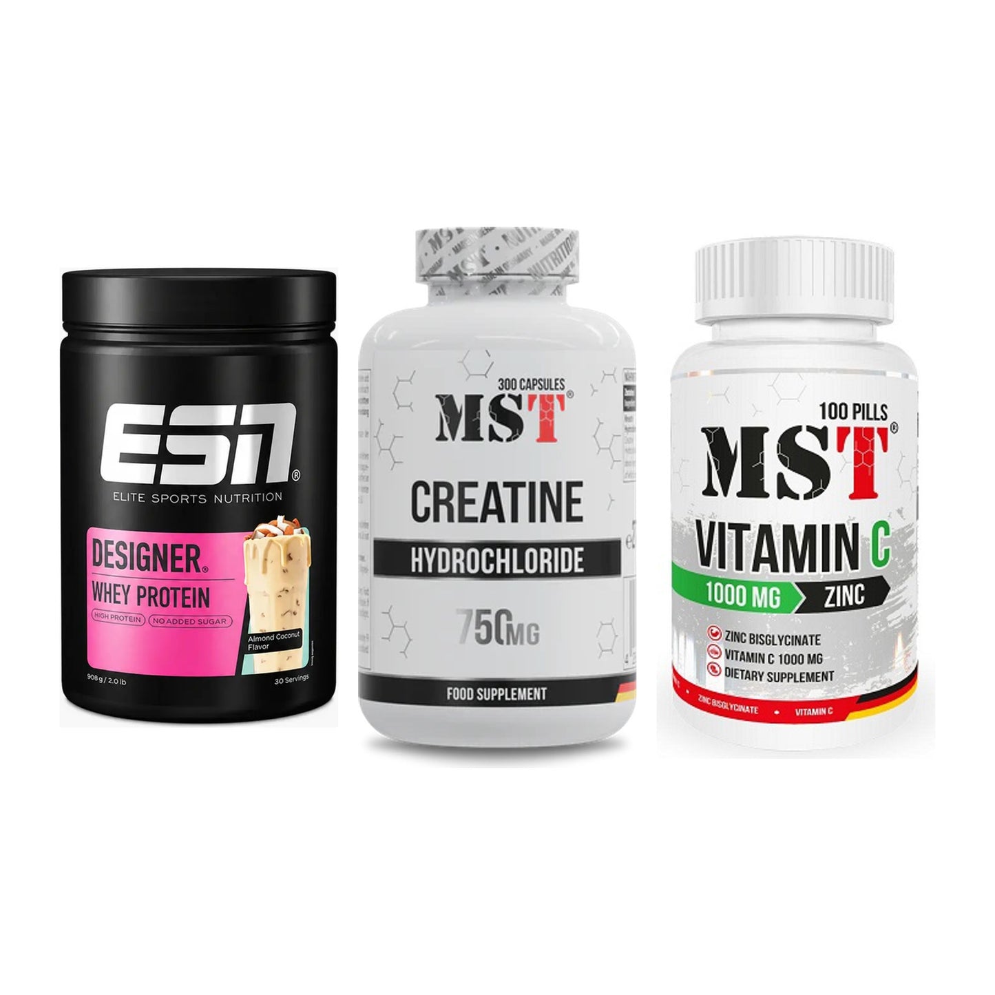 Einsteiger-Set: ESN Designer + MST Creatine HCL + MST Vitamin C – alle enthaltenen Artikel
