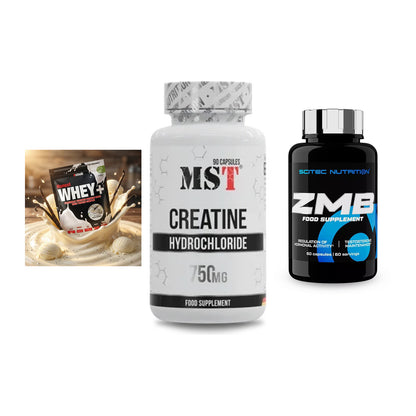 Einsteiger-Set: Sinob Honest Whey+ + MST Creatin HCL + Scitec ZMB – alle enthaltenen Artikel