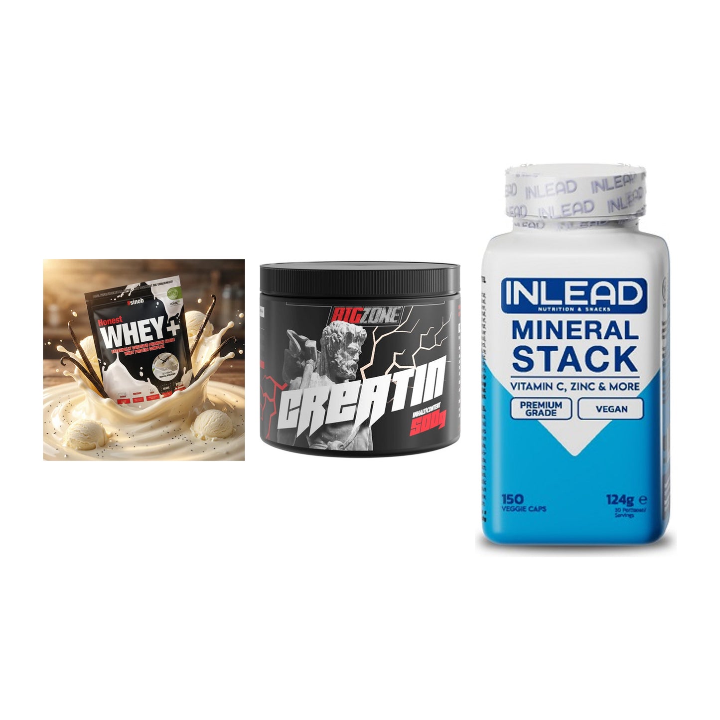 Einsteiger-Set: Sinob Honest + Big Zone Creatin + INLEAD Mineral – alle enthaltenen Artikel