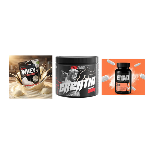 Einsteiger-Set: Sinob Honest Whey+ + Big Zone Creatin + ESN Zinc – alle enthaltenen Artikel