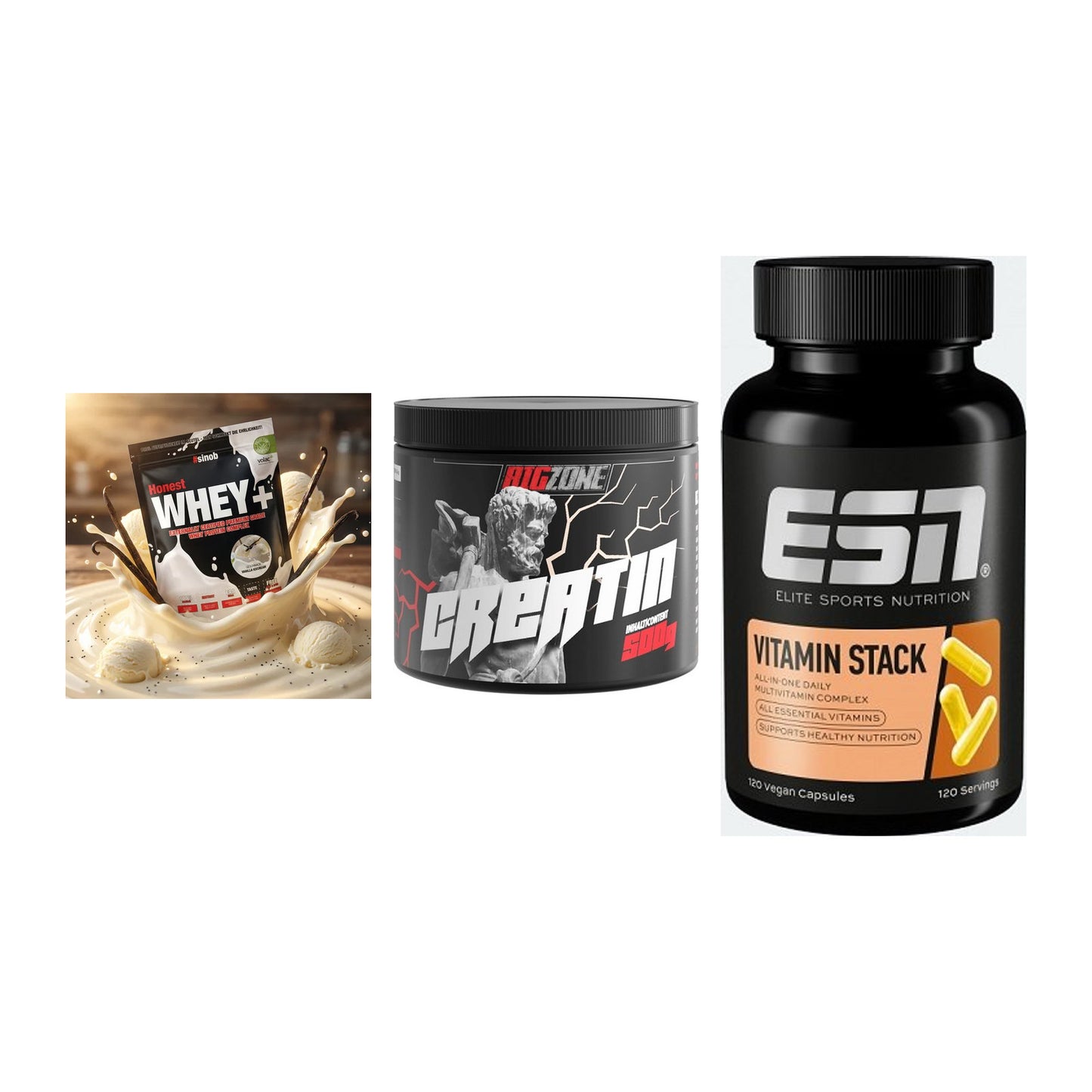 Einsteiger-Set: Sinob Honest + Big Zone Creatin + ESN Vitamin – alle enthaltenen Artikel
