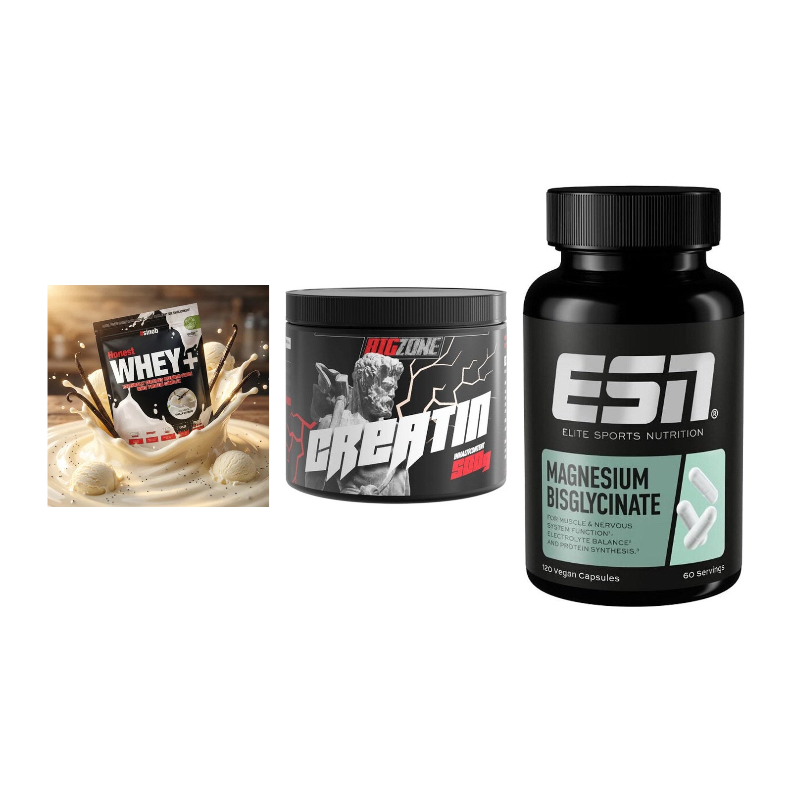 Einsteiger-Set: Sinob Honest + Big Zone Creatin + ESN Magnesium – alle enthaltenen Artikel