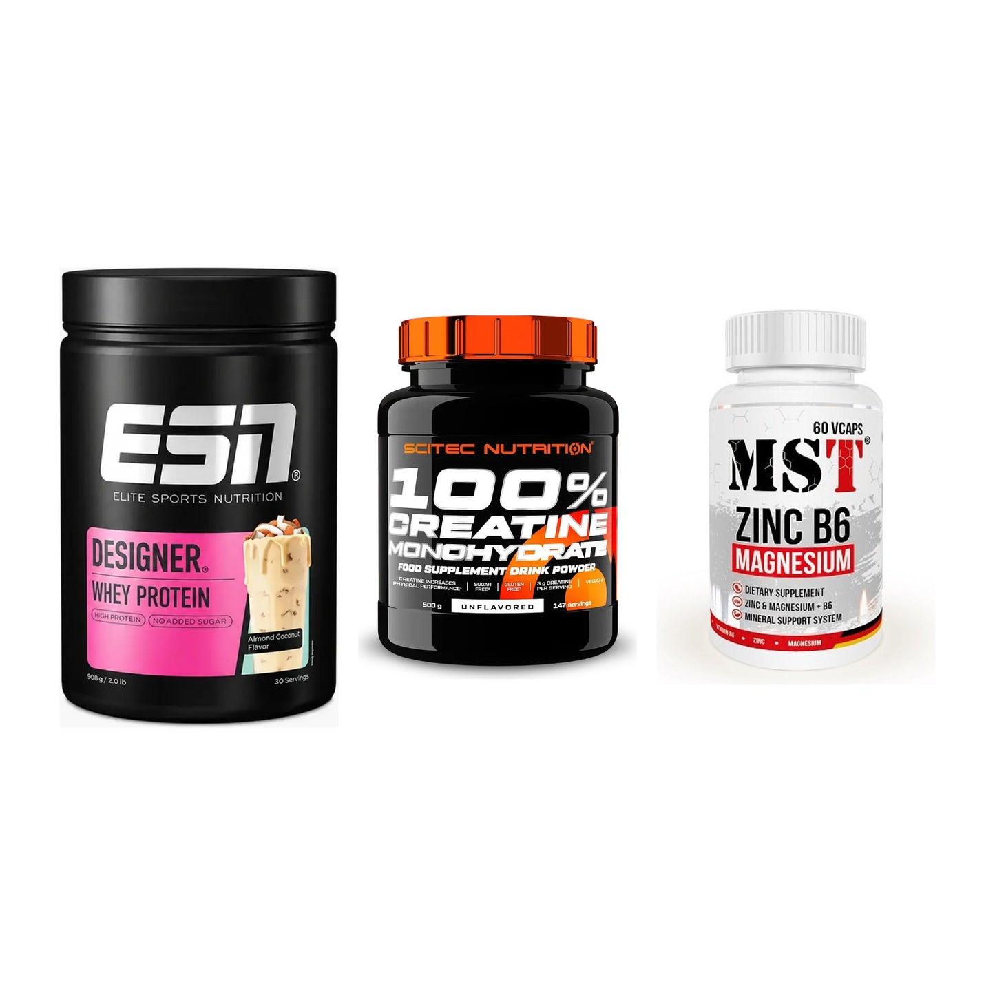 Einsteiger-Set: ESN Designer + Scitec Creatine + MST Zinc – alle enthaltenen Artikel