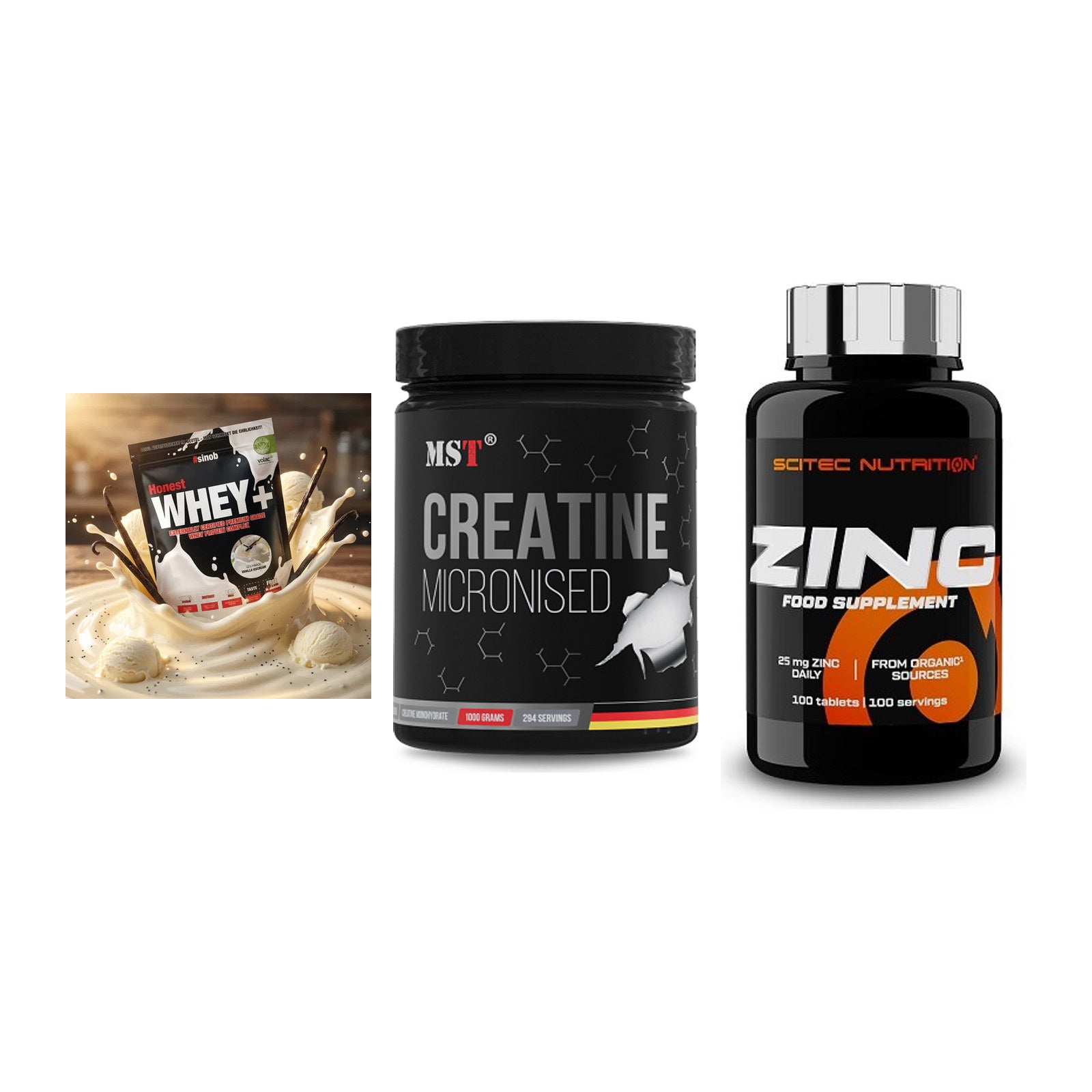 Einsteiger-Set: Sinob Honest + MST Creatin + Scitec Zinc – alle enthaltenen Artikel