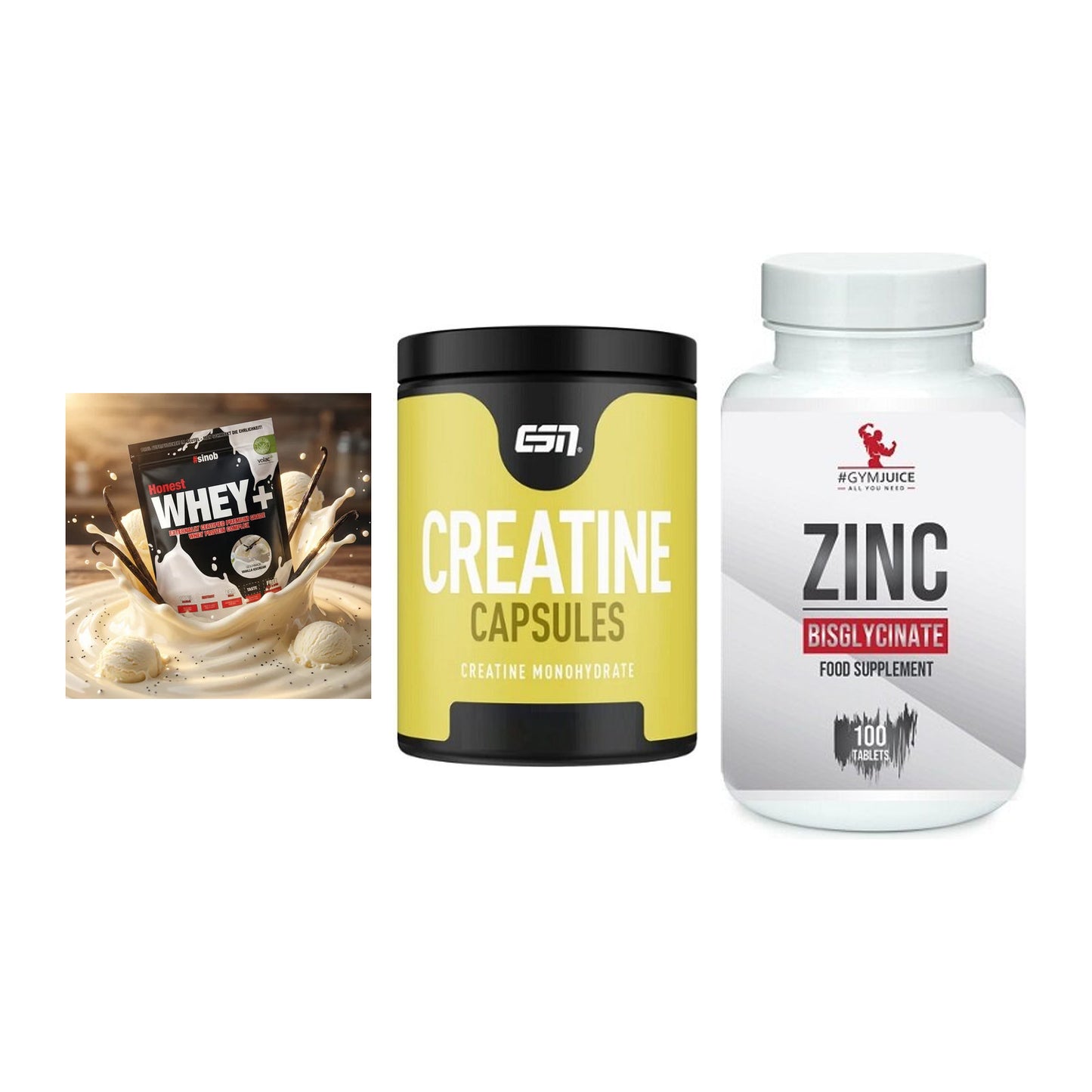 Einsteiger-Set: Sinob Honest + ESN Ultrapure + #GYMJUICE ZINC – alle enthaltenen Artikel