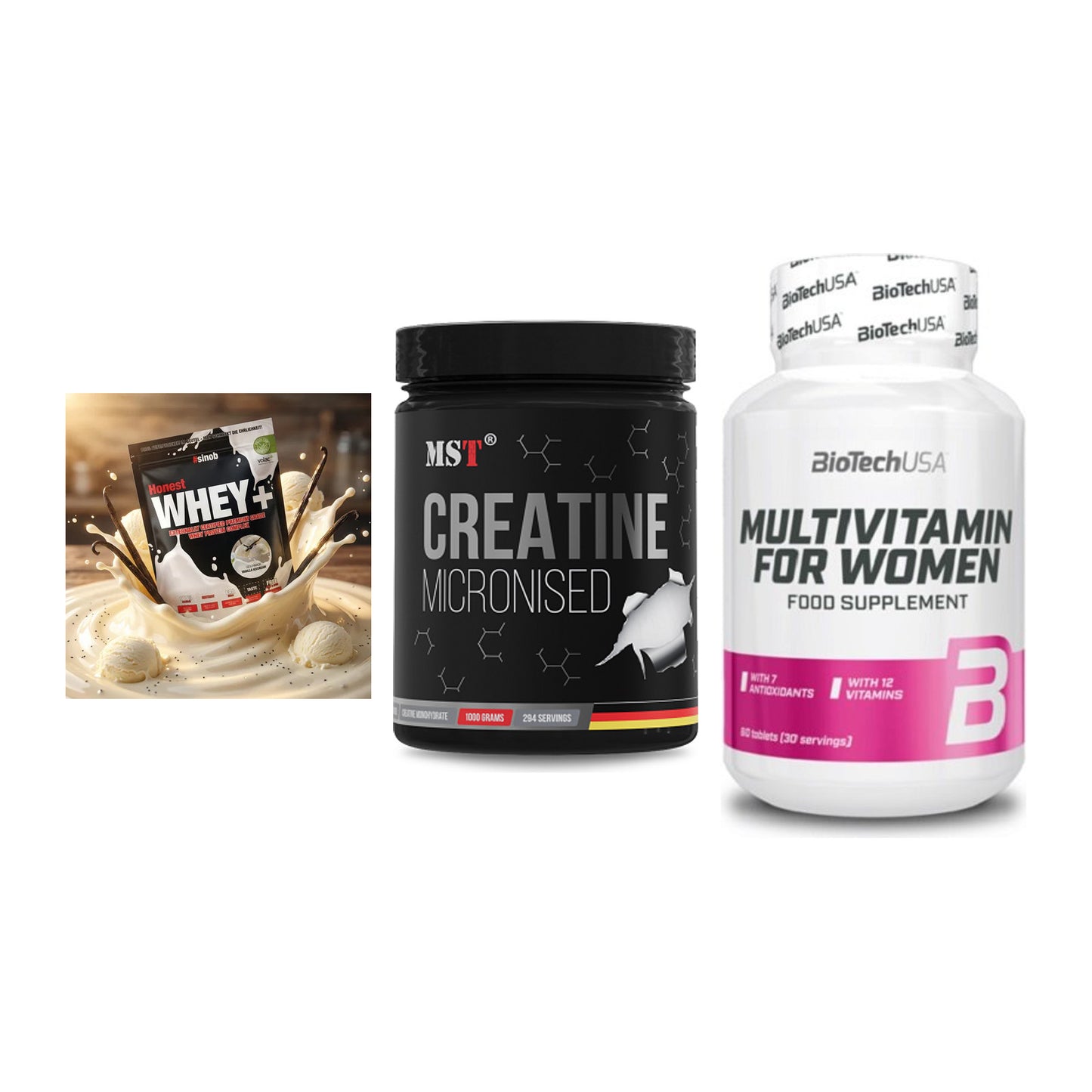 Einsteiger-Set: Sinob Honest + MST Creatin + BioTech Multivit – alle enthaltenen Artikel