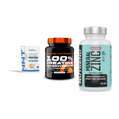 Einsteiger-Set: NNT Whey + Scitec Creatine + Nutrend Zinc – alle enthaltenen Artikel