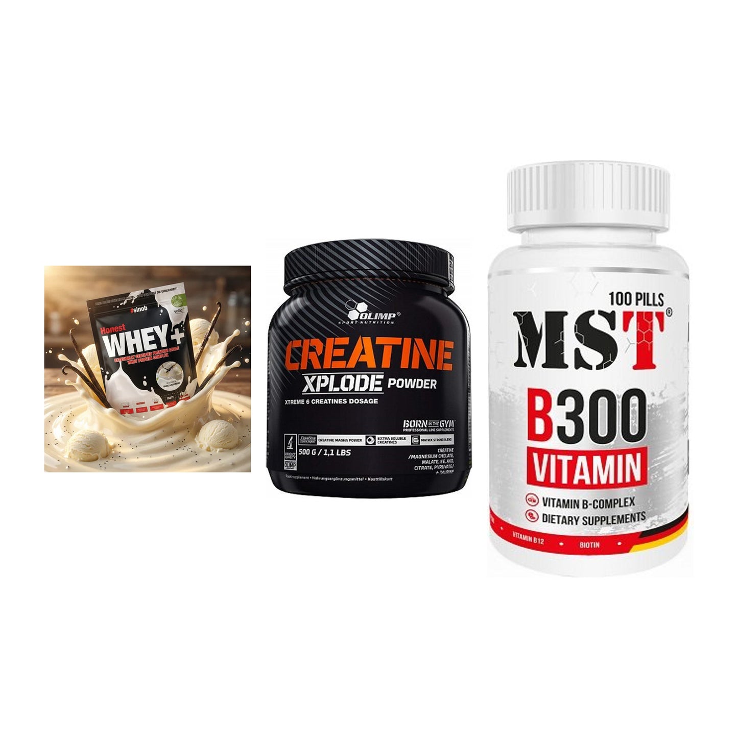 Einsteiger-Set: Sinob Honest + Olimp Creatine + MST B300 B-Compl – alle enthaltenen Artikel