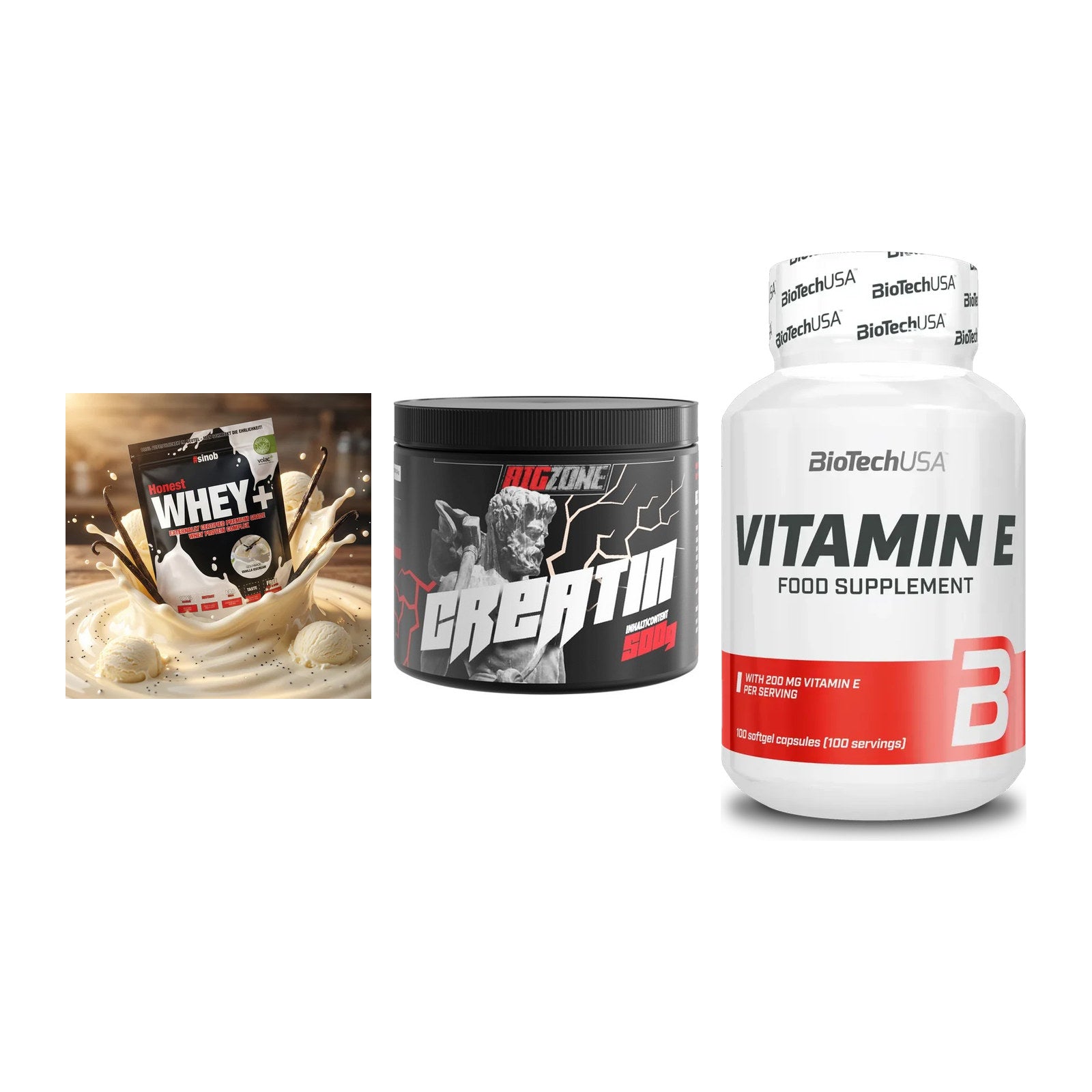Einsteiger-Set: Sinob Honest + Big Zone Creatin + BioTech Vitamin – alle enthaltenen Artikel