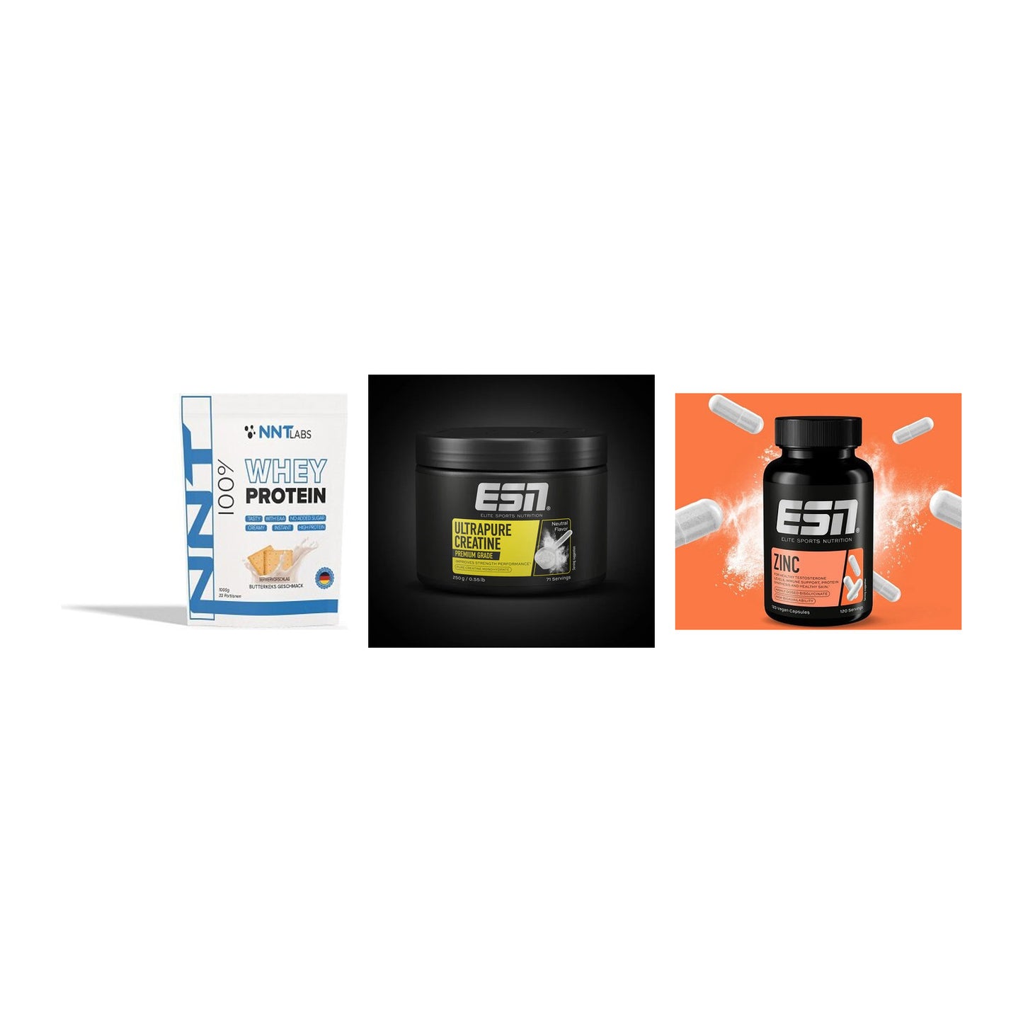 Einsteiger-Set: NNT Whey + ESN Ultrapure + ESN Zinc – alle enthaltenen Artikel
