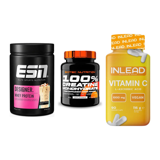 Einsteiger-Set: ESN Designer + Scitec Creatine + INLEAD Vitamin C – alle enthaltenen Artikel