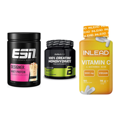Einsteiger-Set: ESN Designer + BioTech Creatine + INLEAD Vitamin C – alle enthaltenen Artikel