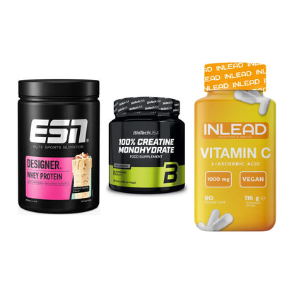 Einsteiger-Set: ESN Designer + BioTech Creatine + INLEAD Vitamin C – alle enthaltenen Artikel